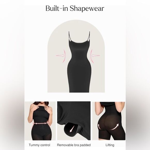 Vici | Black Strappy Bodycon Dress with Shapewear Size L - Picture 6 of 6